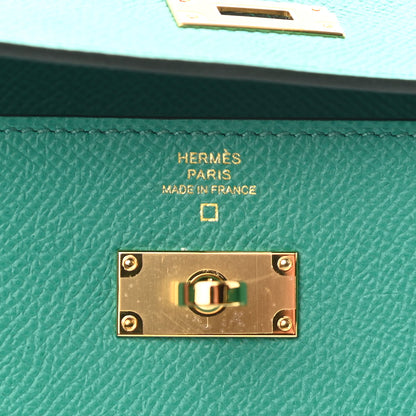 Hermes Epsom Shiny Alligator Touch Kelly Wallet To Go Vert Jade 6 of 8