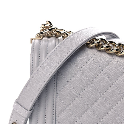 Chanel Caviar Quilted Medium Boy Flap Light Grey 8 of 10