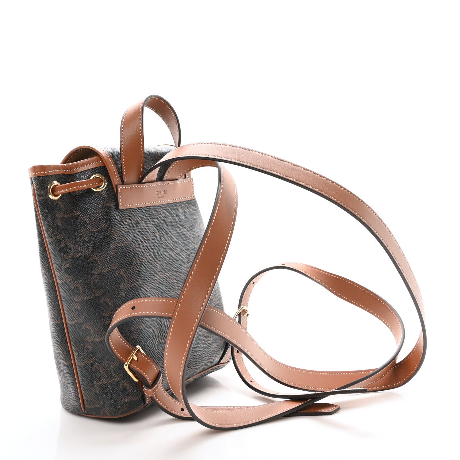 Celine Triomphe Canvas Calfskin Mini Folco Backpack Tan 3 of 9