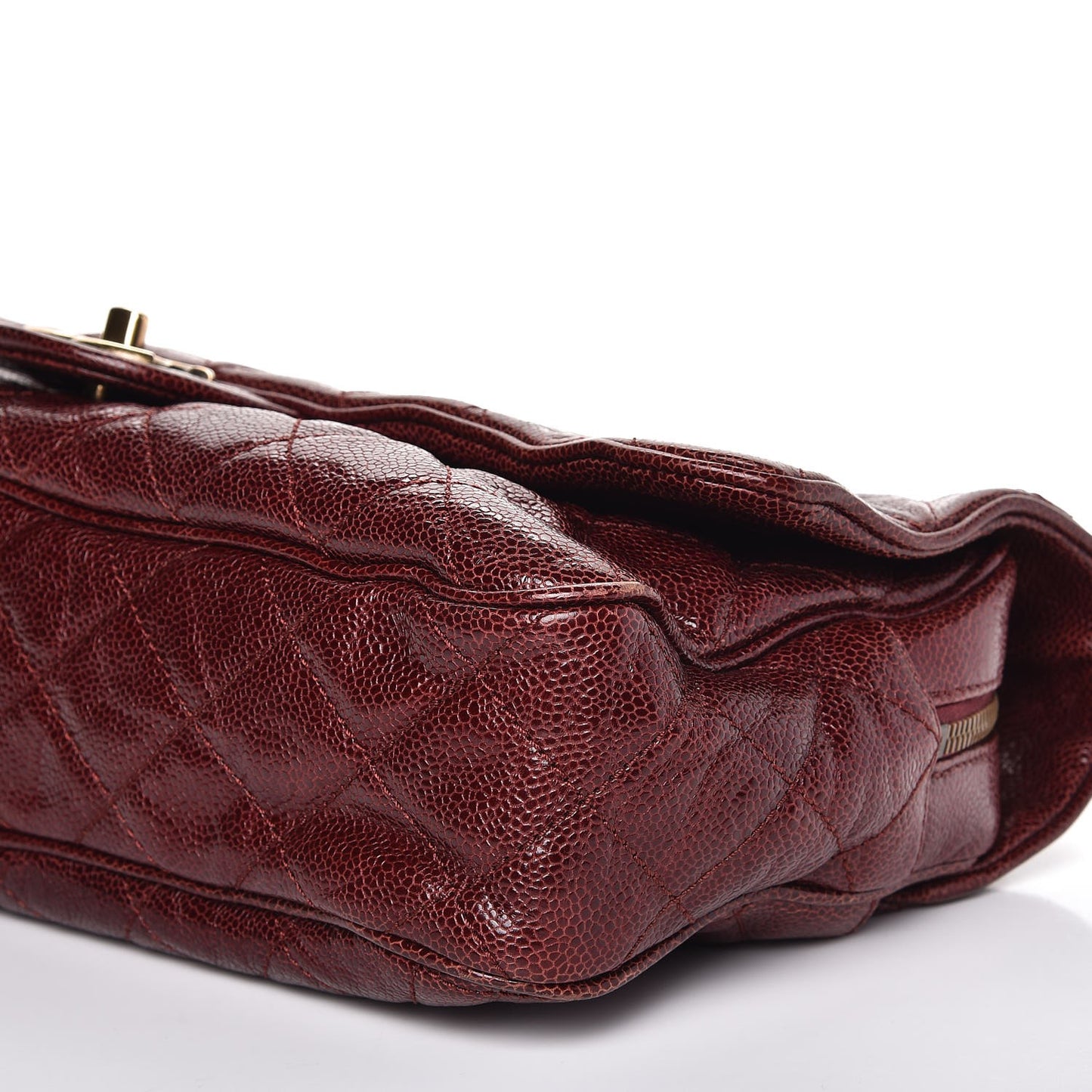 Crumpled Grained Calfskin Quilted Large Shiva Flap Bordeaux