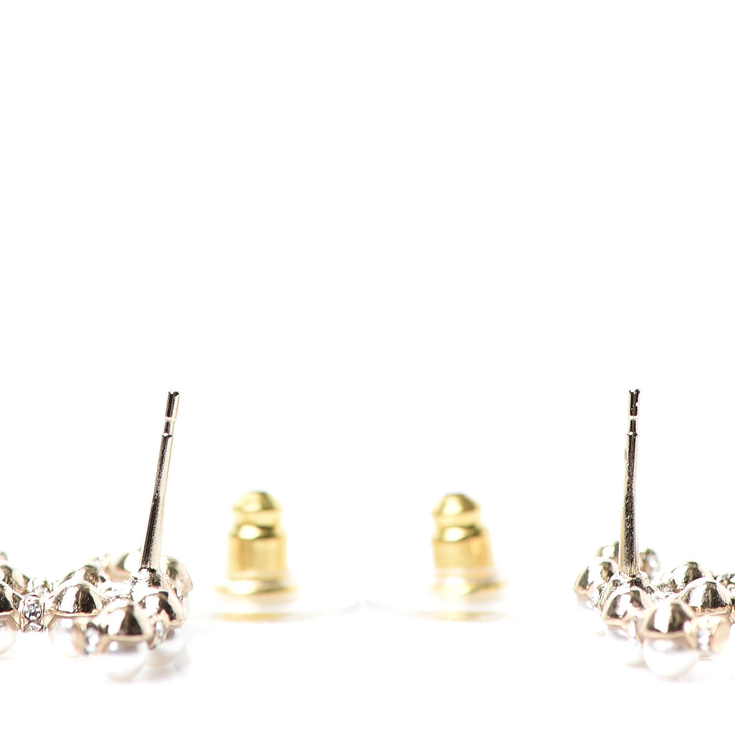 Chanel Pearl Crystal Nefertiti CC Earrings Gold 3 of 4