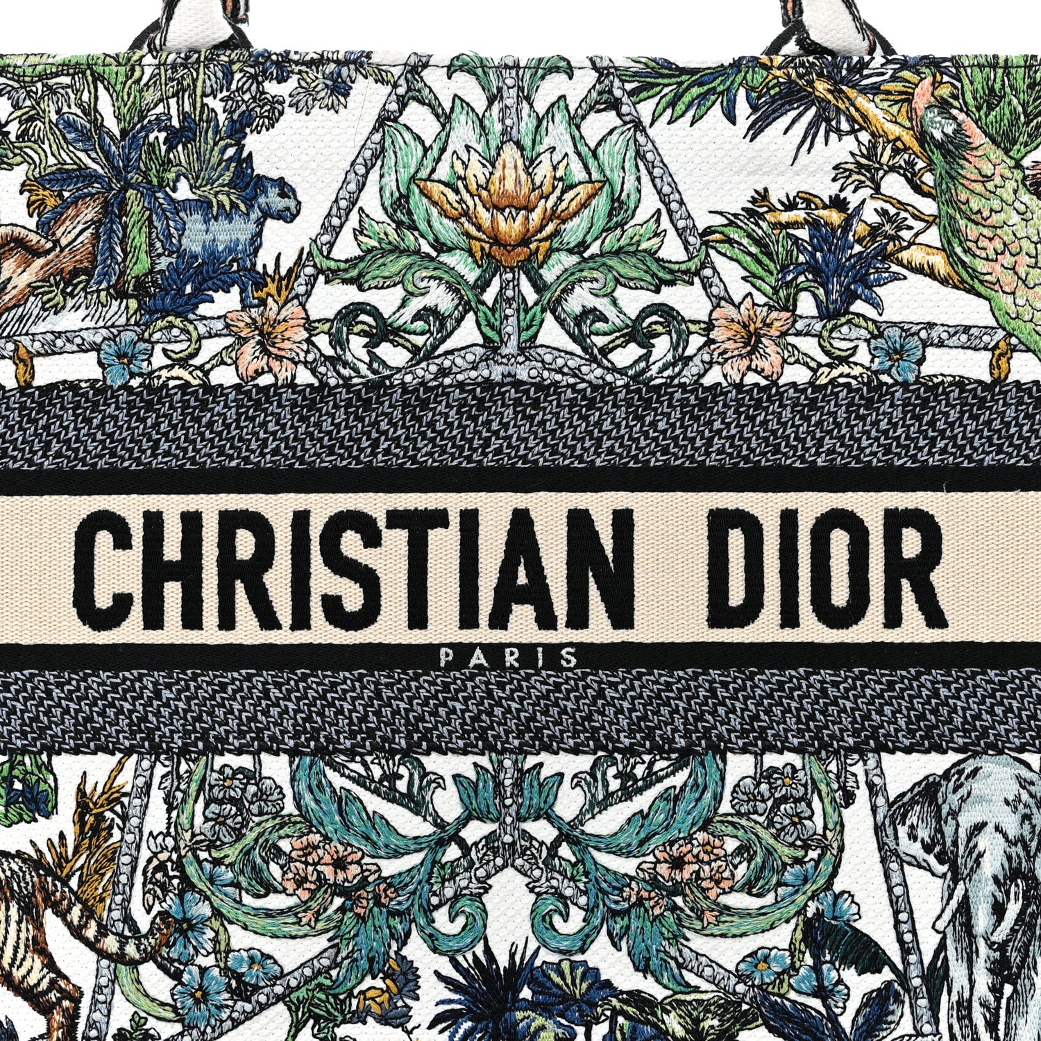 Christian Dior Canvas Embroidered Medium Etoile de Voyage Book Tote White Multicolor 8 of 15