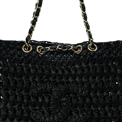Chanel Raffia Coco Beach Shopping Bag Black 8 of 10