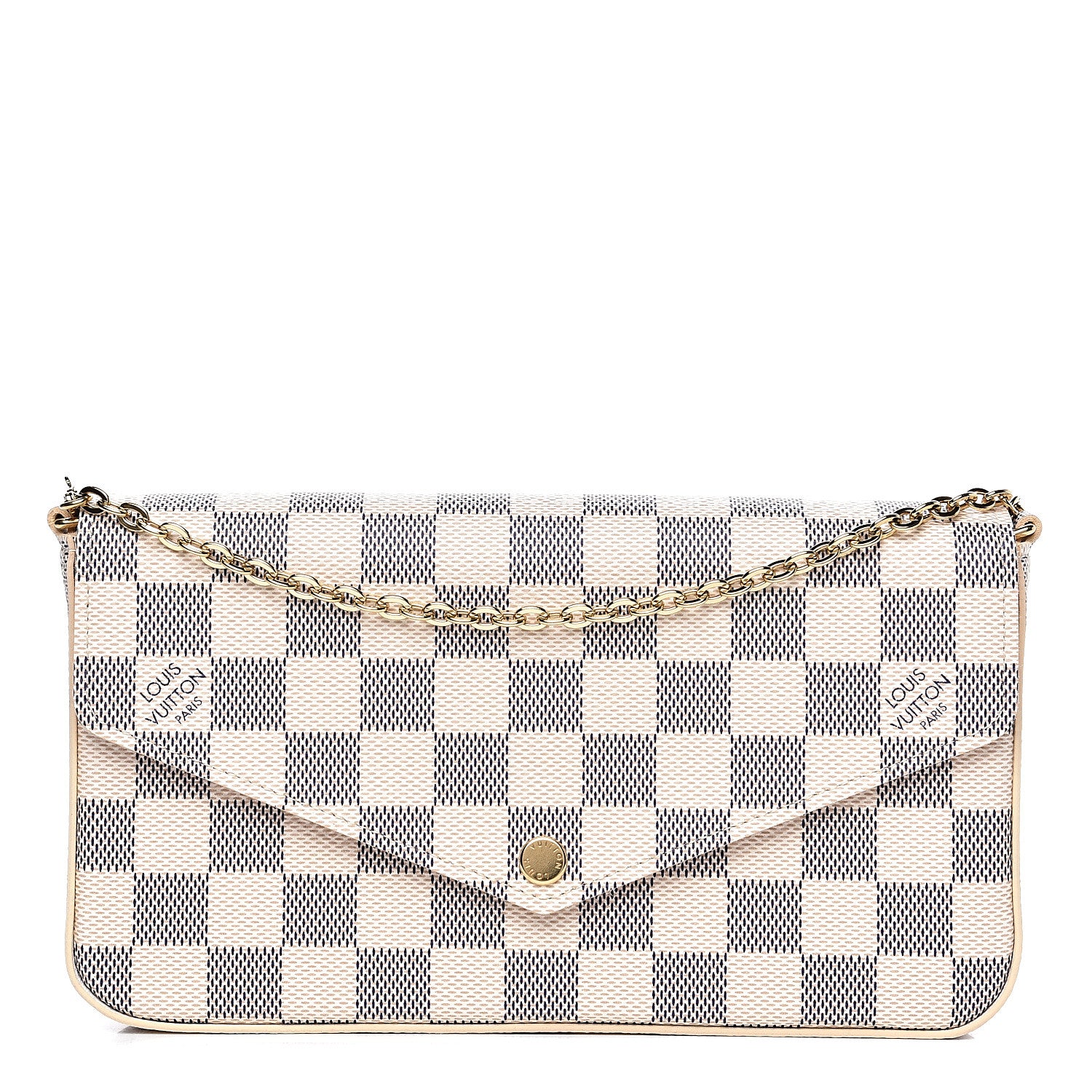 Louis Vuitton Damier Azur Pochette Felicie Chain Wallet Rose Ballerine 1 of 11