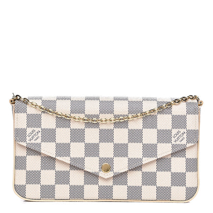Louis Vuitton Damier Azur Pochette Felicie Chain Wallet Rose Ballerine 1 of 11