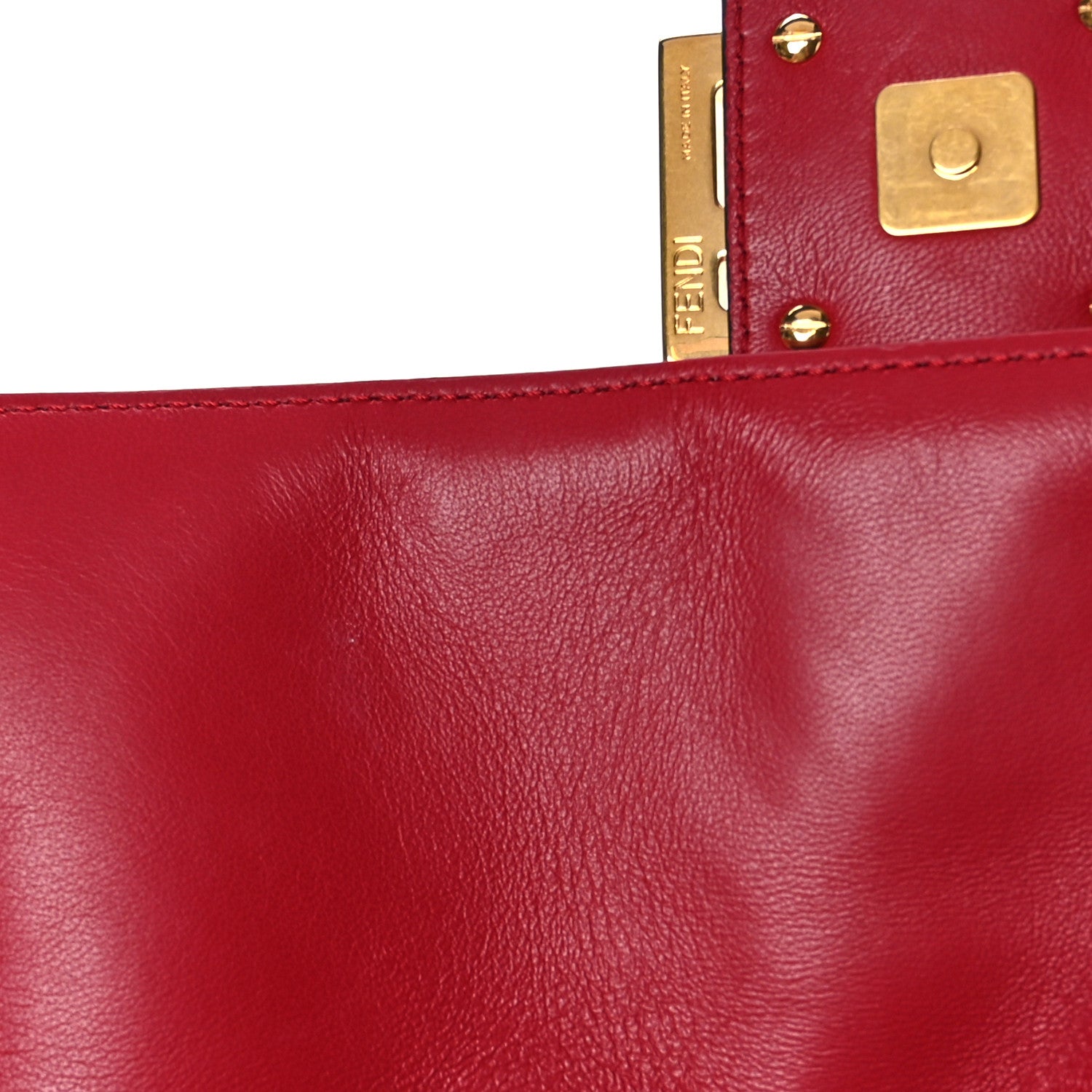 Fendi Nappa FF 1974 Embossed Large Baguette Fragola 7 of 10