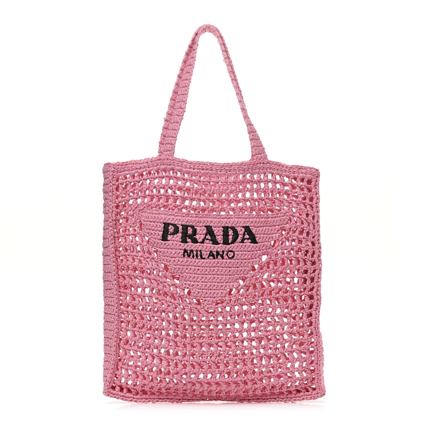 Yarn Raffia Effect Crochet Logo Embroidered Tote Bag Petalo