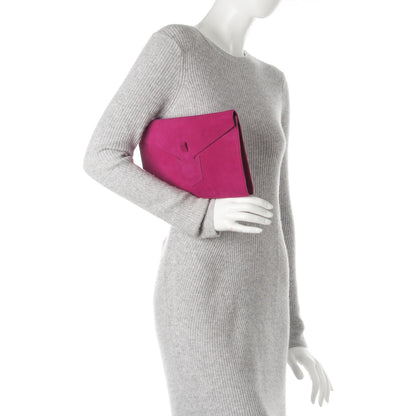 Saint Laurent Suede Y Envelope Clutch Fuchsia 2 of 7