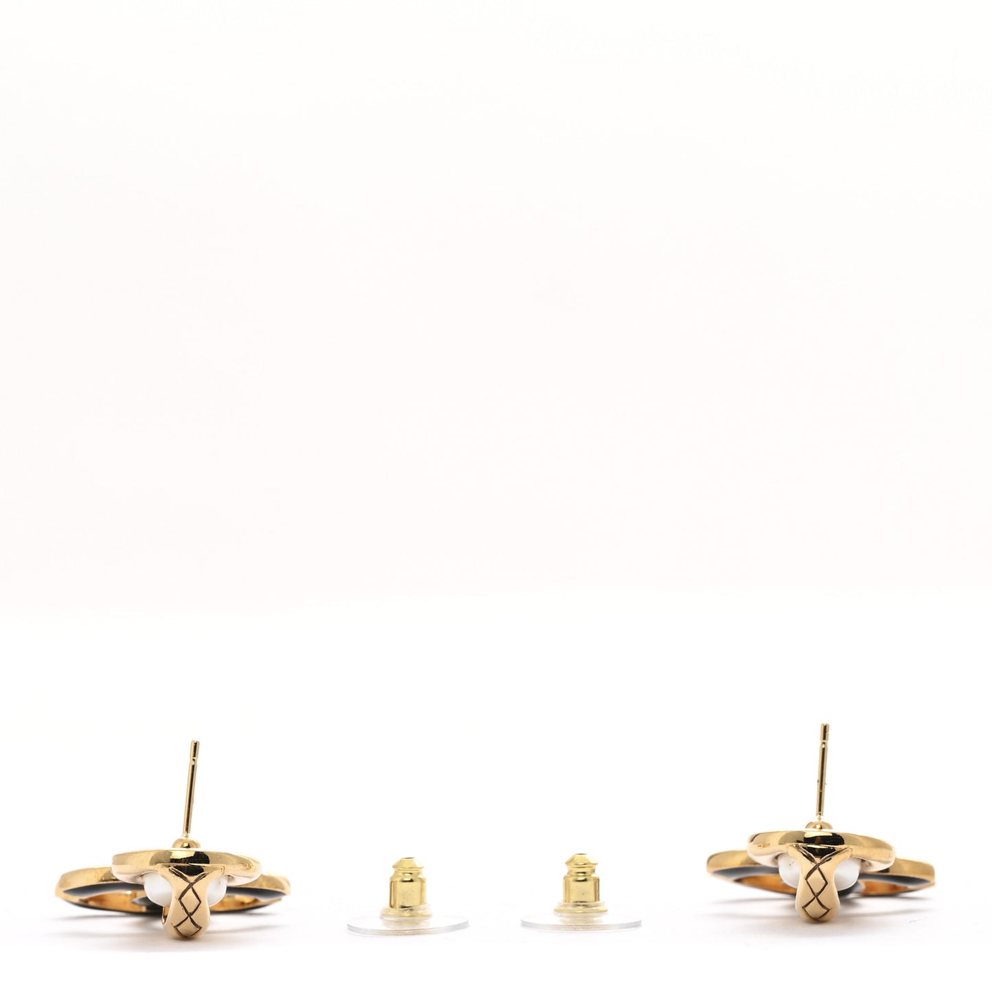 Pearl Resin CC Drop Earrings Gold Black