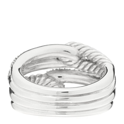 David Yurman Sterling Silver Diamond 13mm Labyrinth Double Loop Ring 54 7 3 of 4