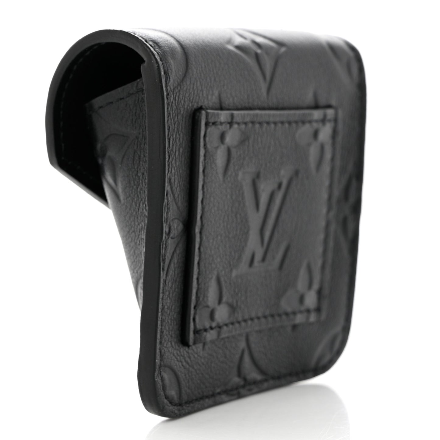 Calfskin Monogram Embossed Utility Coin Purse Black