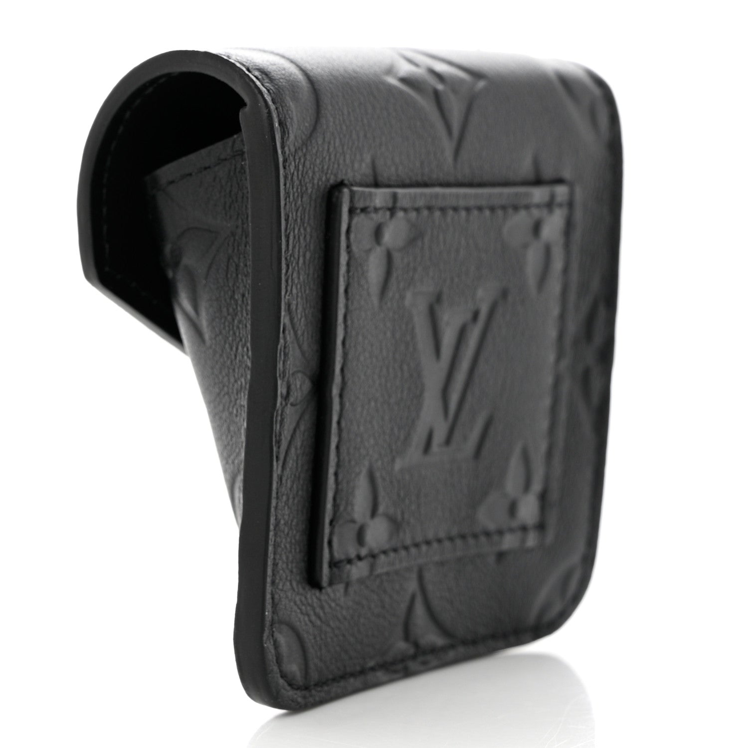 Louis Vuitton Calfskin Monogram Embossed Utility Coin Purse Black 3 of 6