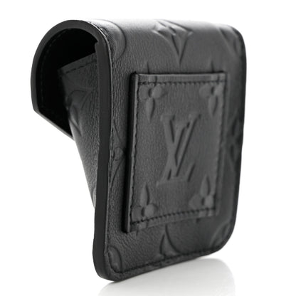 Louis Vuitton Calfskin Monogram Embossed Utility Coin Purse Black 3 of 6