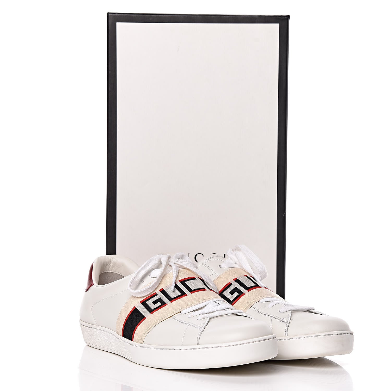 Gucci Calfskin Stripe Mens New Ace Sneakers 9.5 White Ecru Red Flame 15 of 15