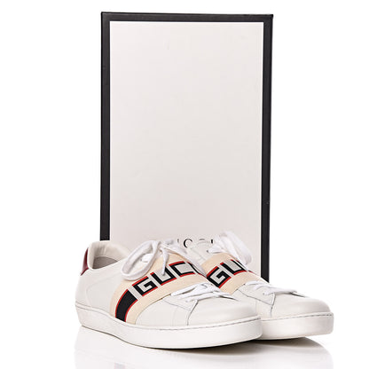 Gucci Calfskin Stripe Mens New Ace Sneakers 9.5 White Ecru Red Flame 15 of 15