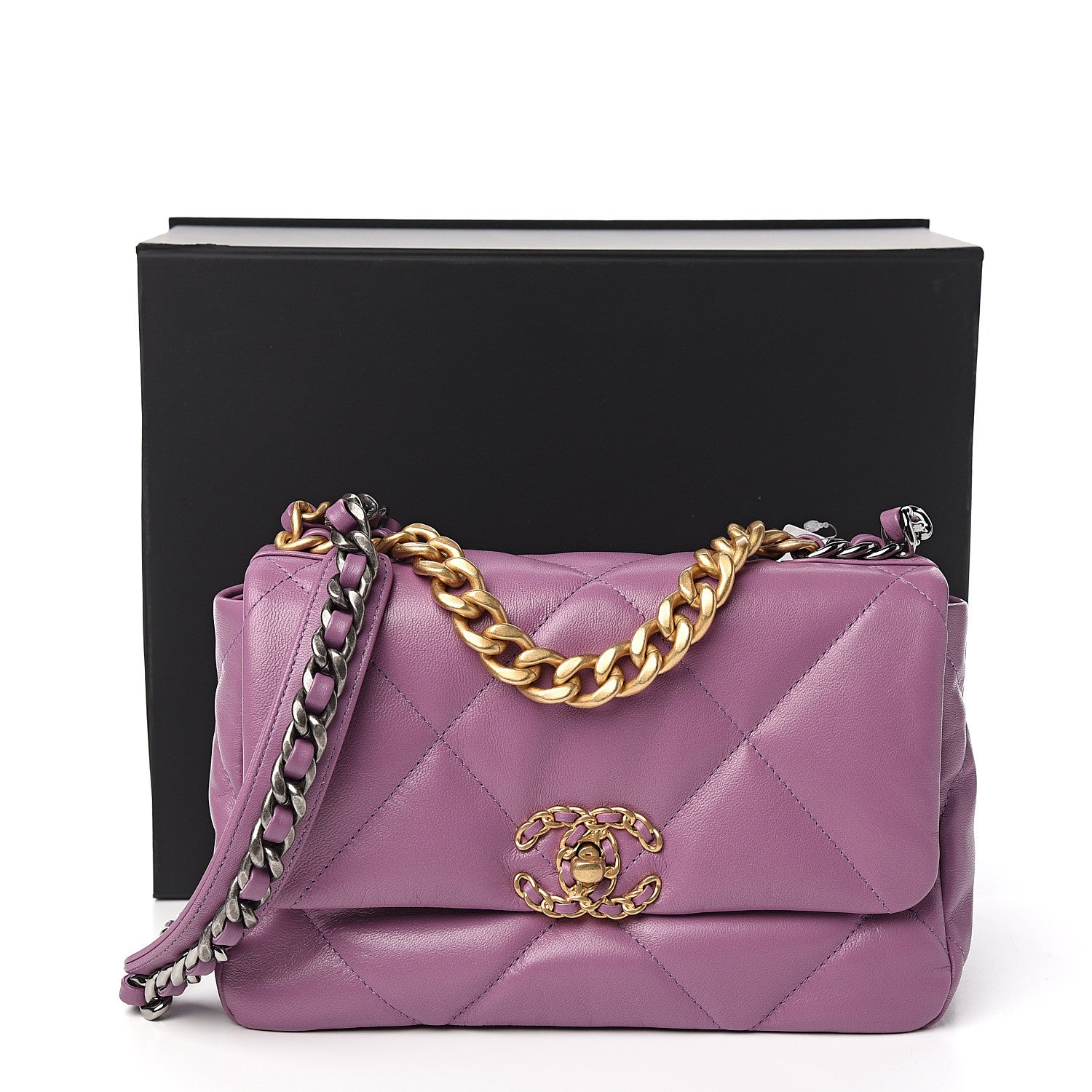 Chanel Goatskin Quilted Medium 19 Flap Violet Purple 10 of 10
