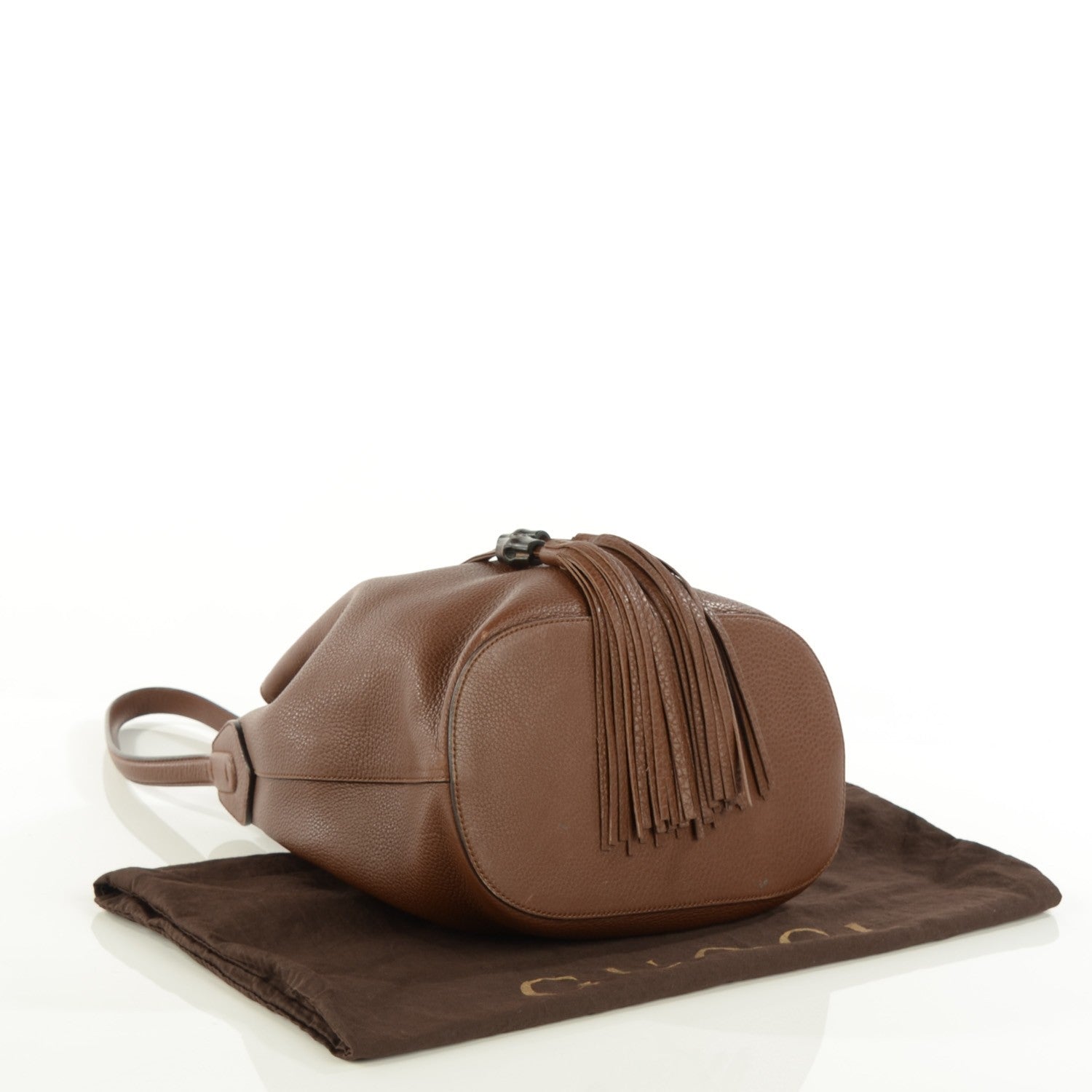 Gucci Calfskin Medium Lady Tassel Bucket Bag Nut Brown 4 of 7