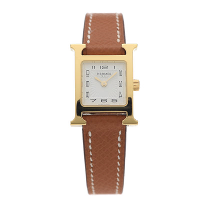 Hermes Stainless Steel Epsom 17.2mm Heure H Hour Quartz Watch Gold 1 of 5