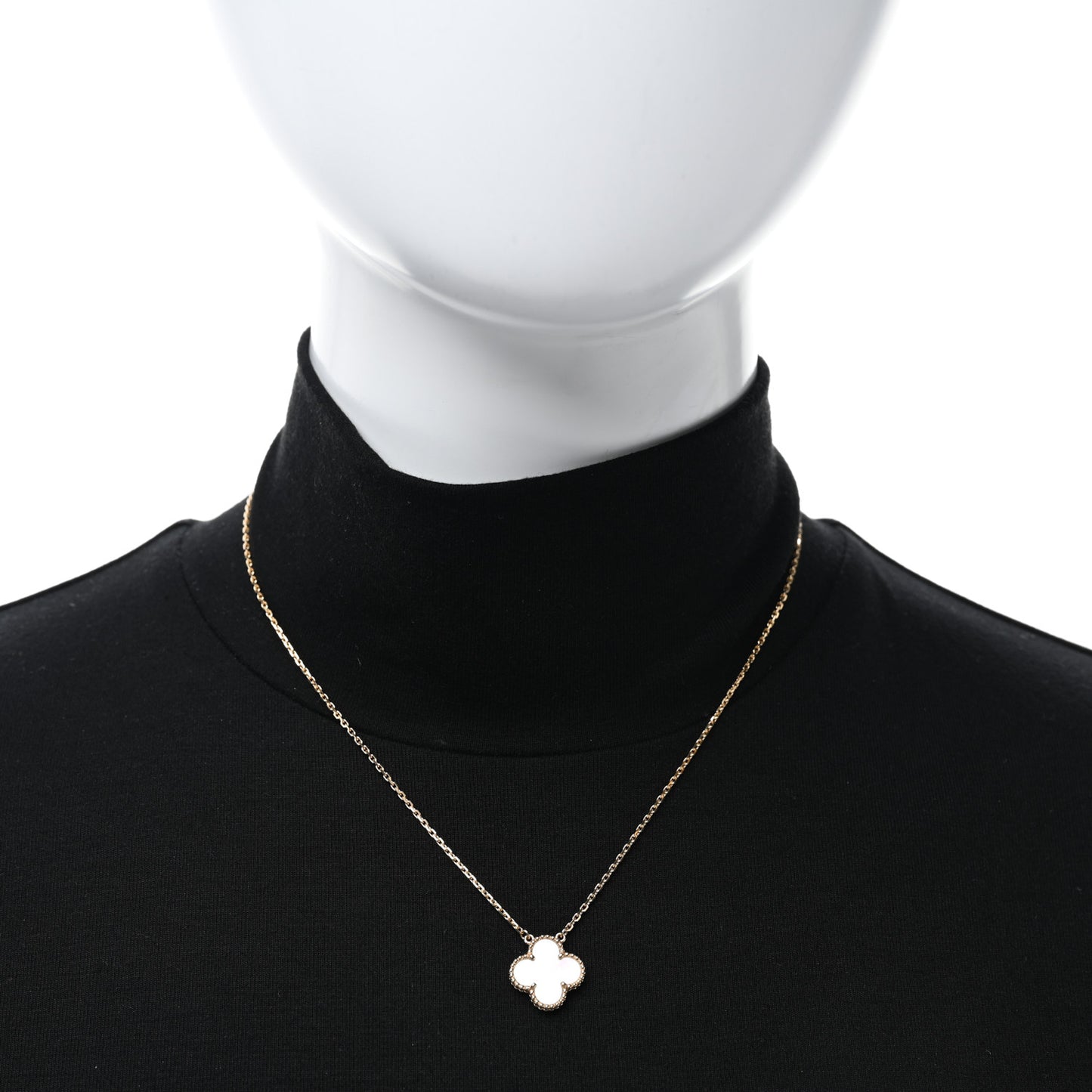 18K Yellow Gold Mother of Pearl Vintage Alhambra Pendant Necklace
