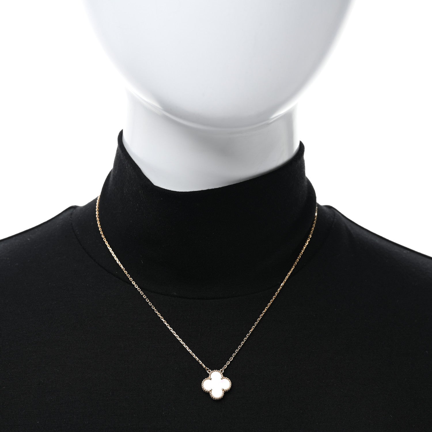 Van Cleef & Arpels 18K Yellow Gold Mother of Pearl Vintage Alhambra Pendant Necklace 3 of 5