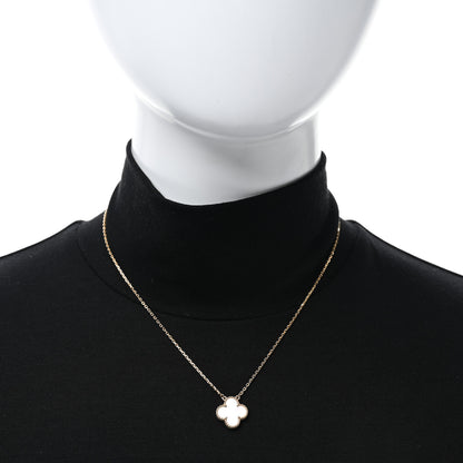 Van Cleef & Arpels 18K Yellow Gold Mother of Pearl Vintage Alhambra Pendant Necklace 3 of 5