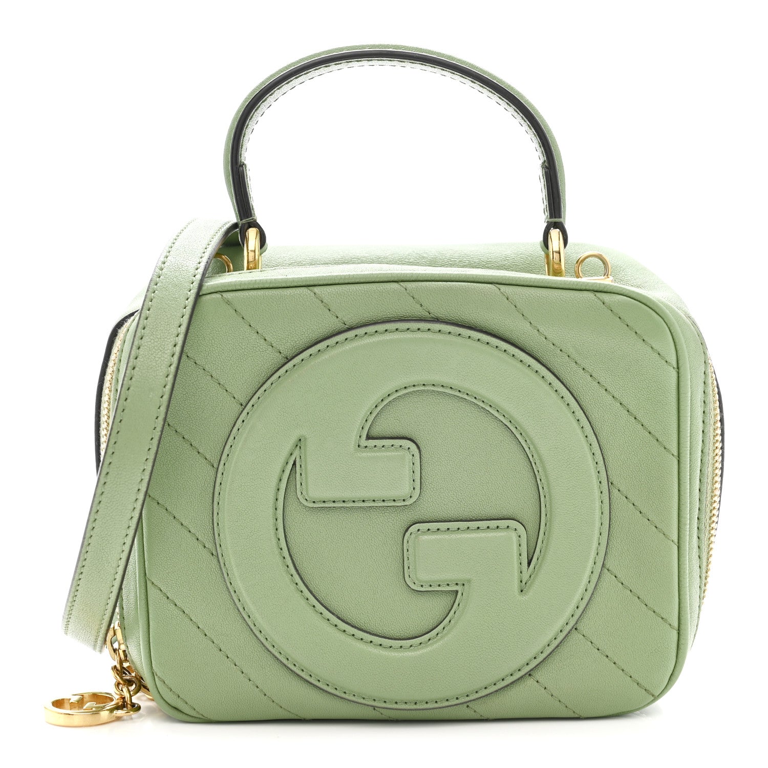 Gucci Sakai Be Green Calfskin Diagonal Stitched Blondie Top Handle Bag Light Green 1 of 12