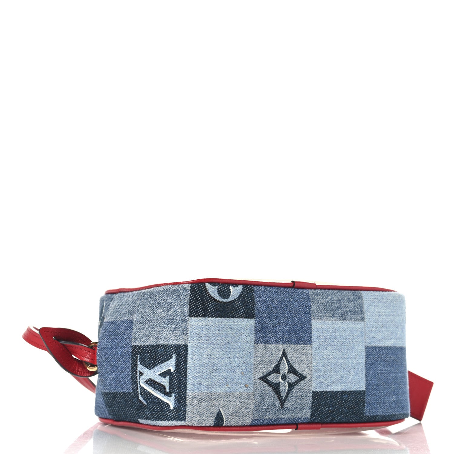 Louis Vuitton Denim Damier Monogram Patchwork PVC Beach Pouch Blue Rouge 4 of 9
