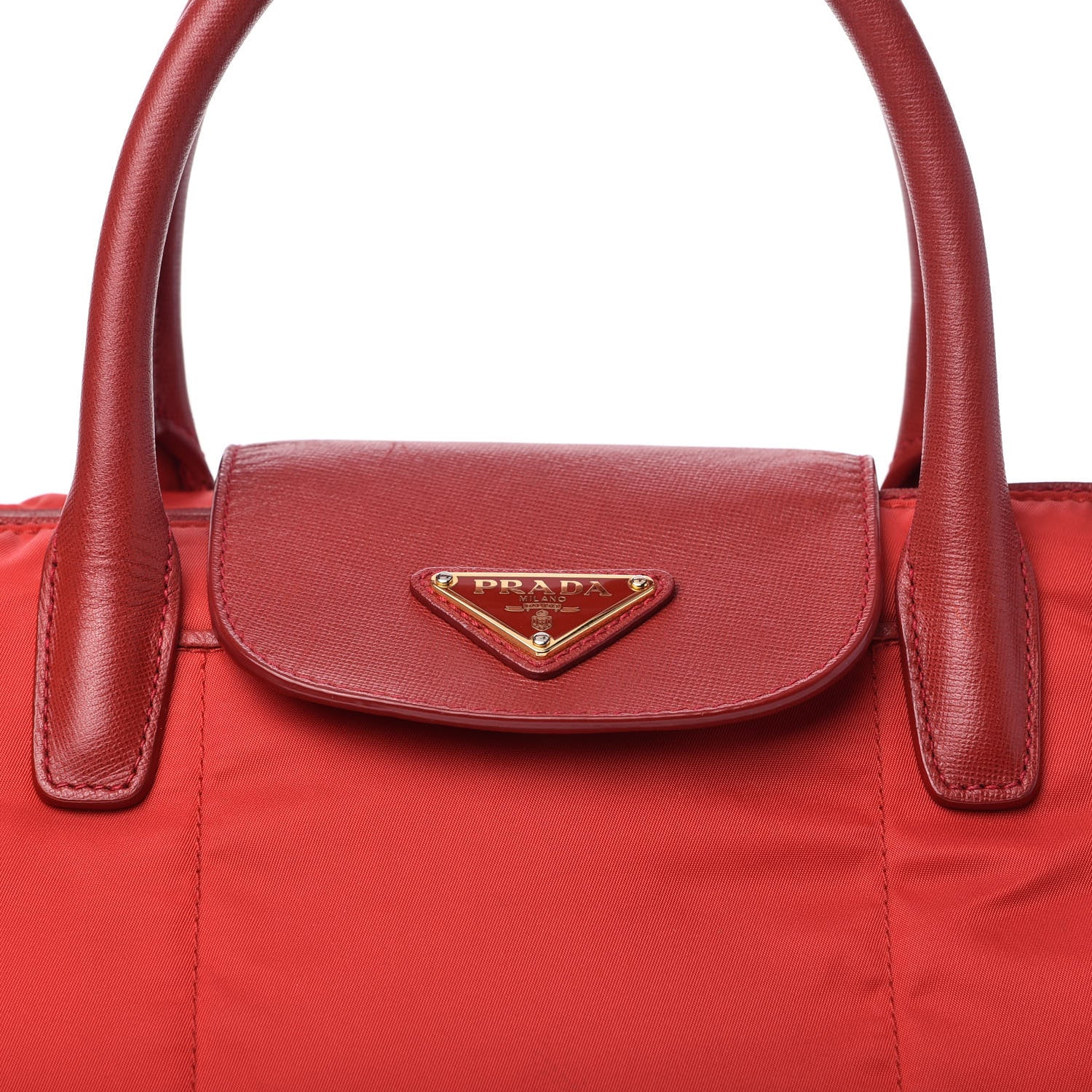 Prada Tessuto Nylon Saffiano Tote Rosso 10 of 10