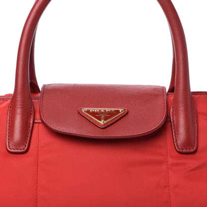Prada Tessuto Nylon Saffiano Tote Rosso 10 of 10