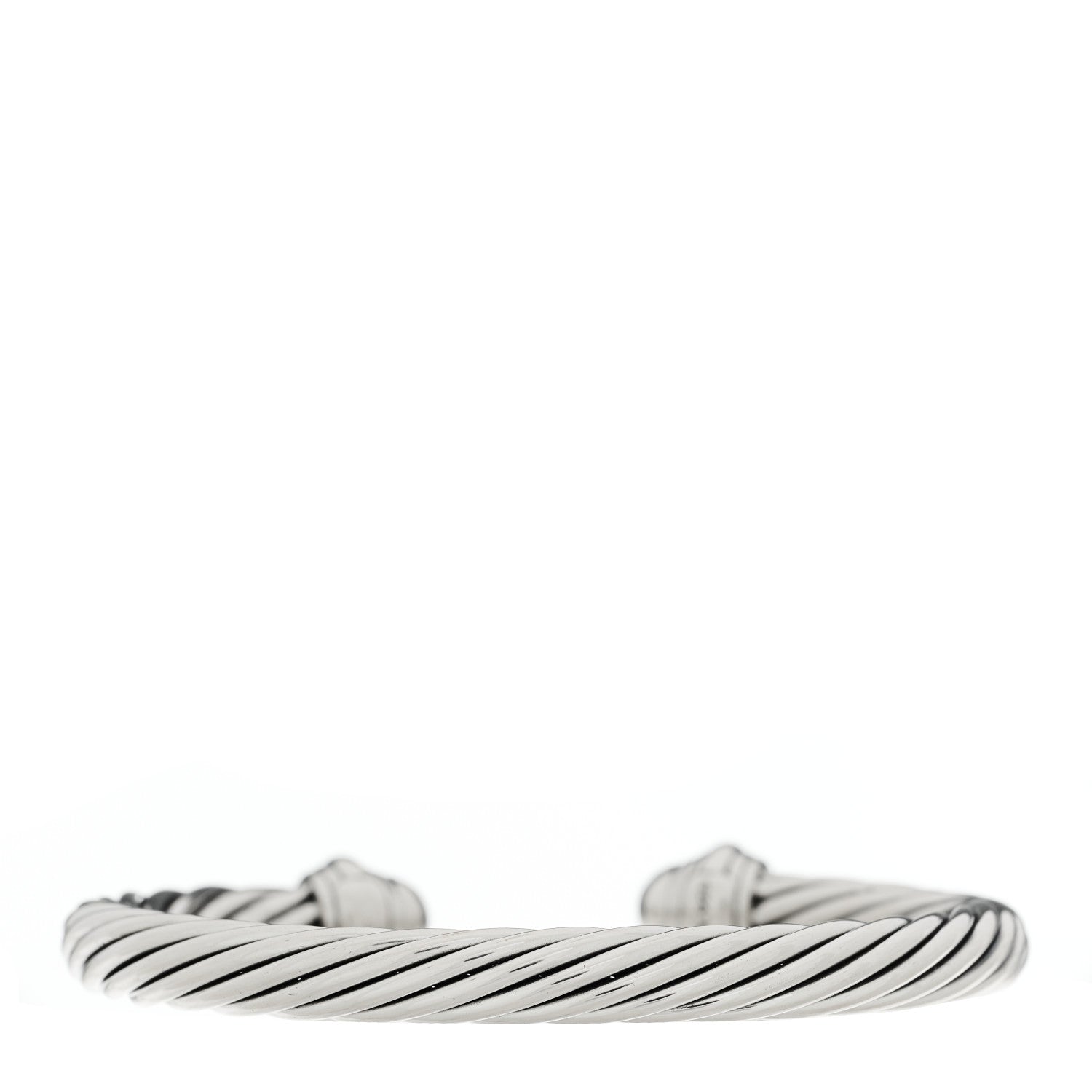 David Yurman Sterling Silver Pave Diamond 7mm Cable Classics Bracelet 2 of 3