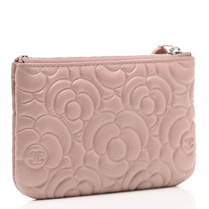 Chanel Goatskin Camellia Embossed Cosmetic Pouch Light Pink 4 of 8