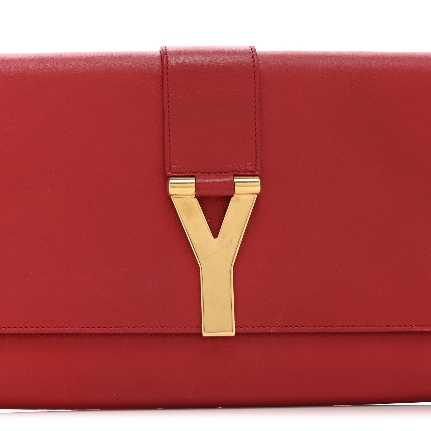 Saint Laurent Calfskin Classic Y Ligne Clutch Red 7 of 9
