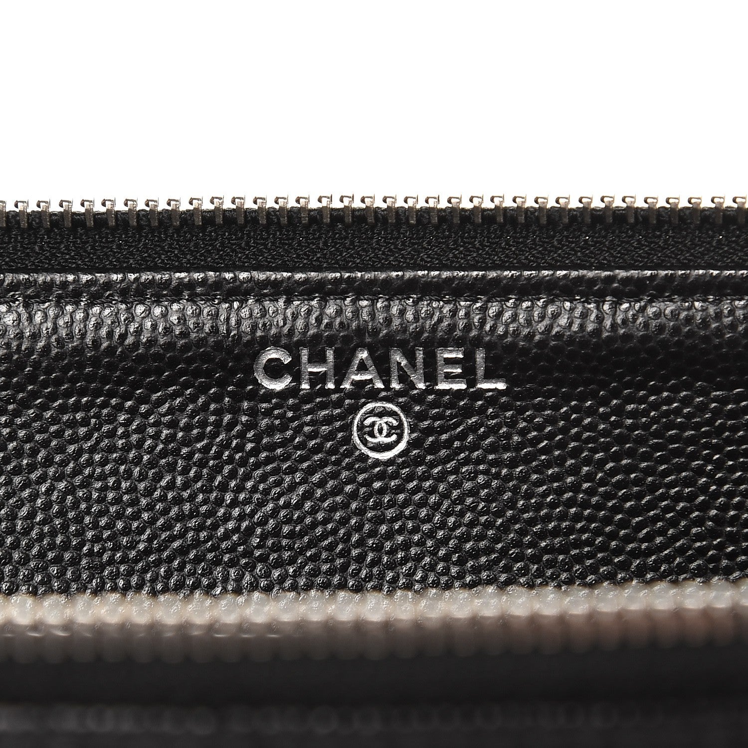 Chanel Caviar Chevron Quilted Large Zipped Clutch Black 6 of 10