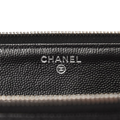 Chanel Caviar Chevron Quilted Large Zipped Clutch Black 6 of 10