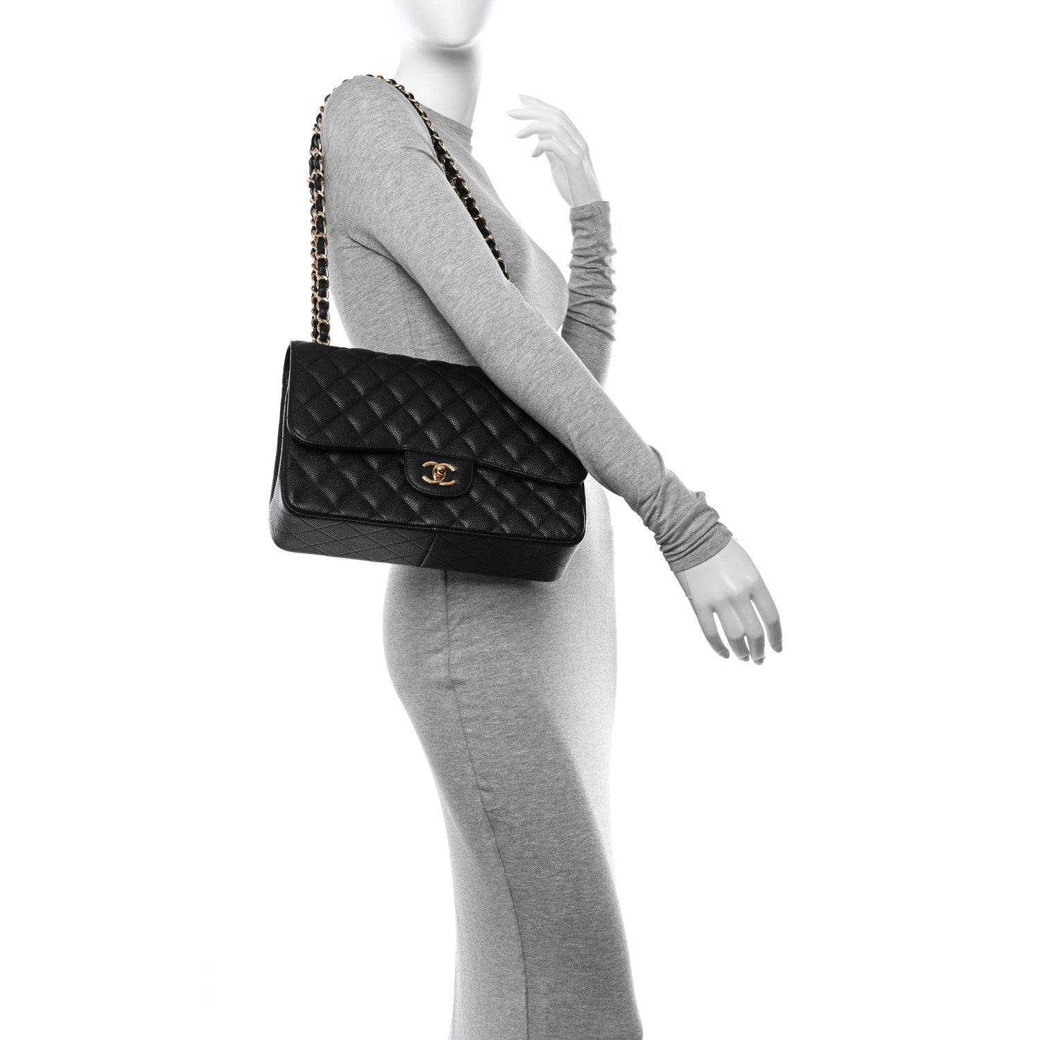 Chanel Caviar Quilted Jumbo Double Flap Black 2 of 11