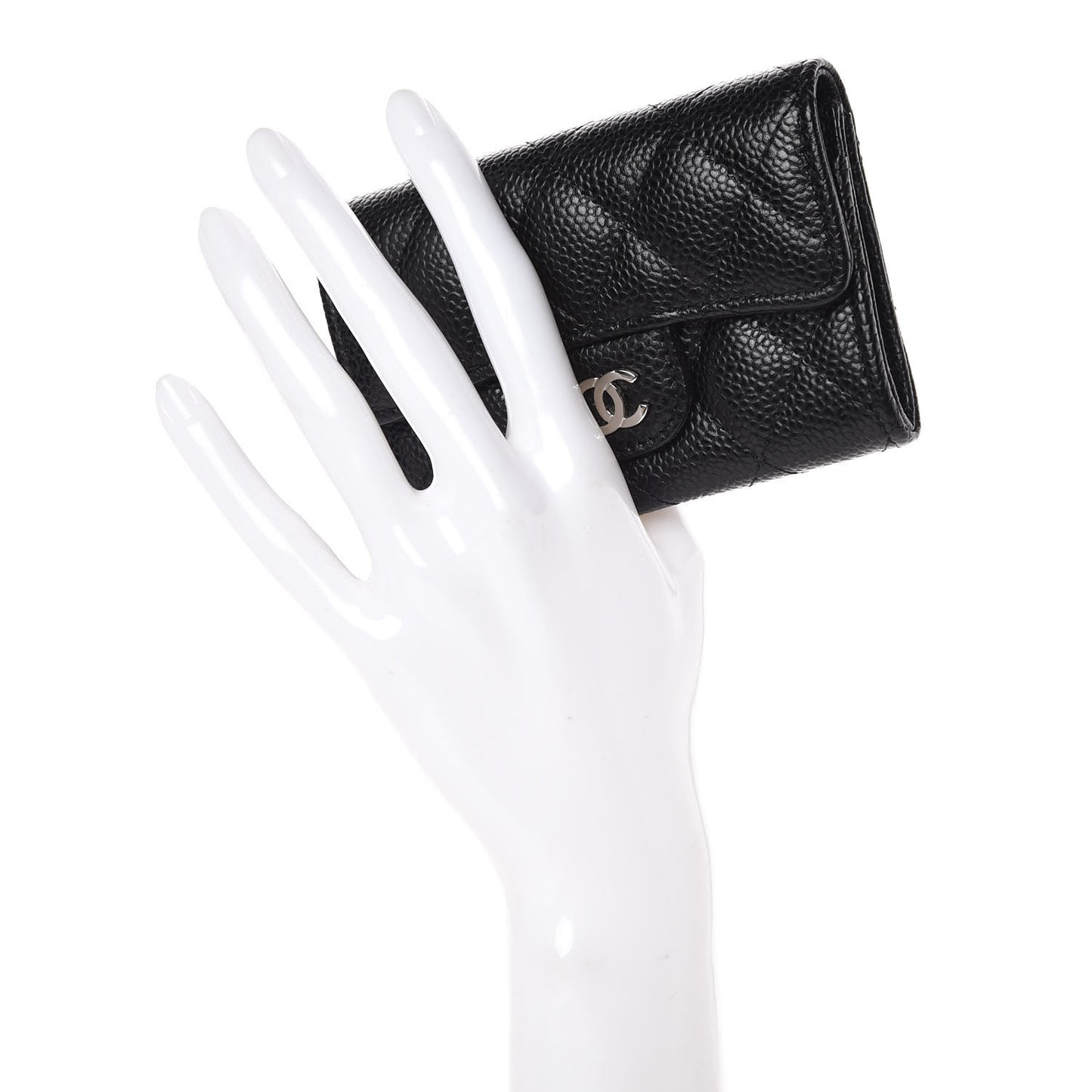 Caviar Quilted Flap Card Holder Black