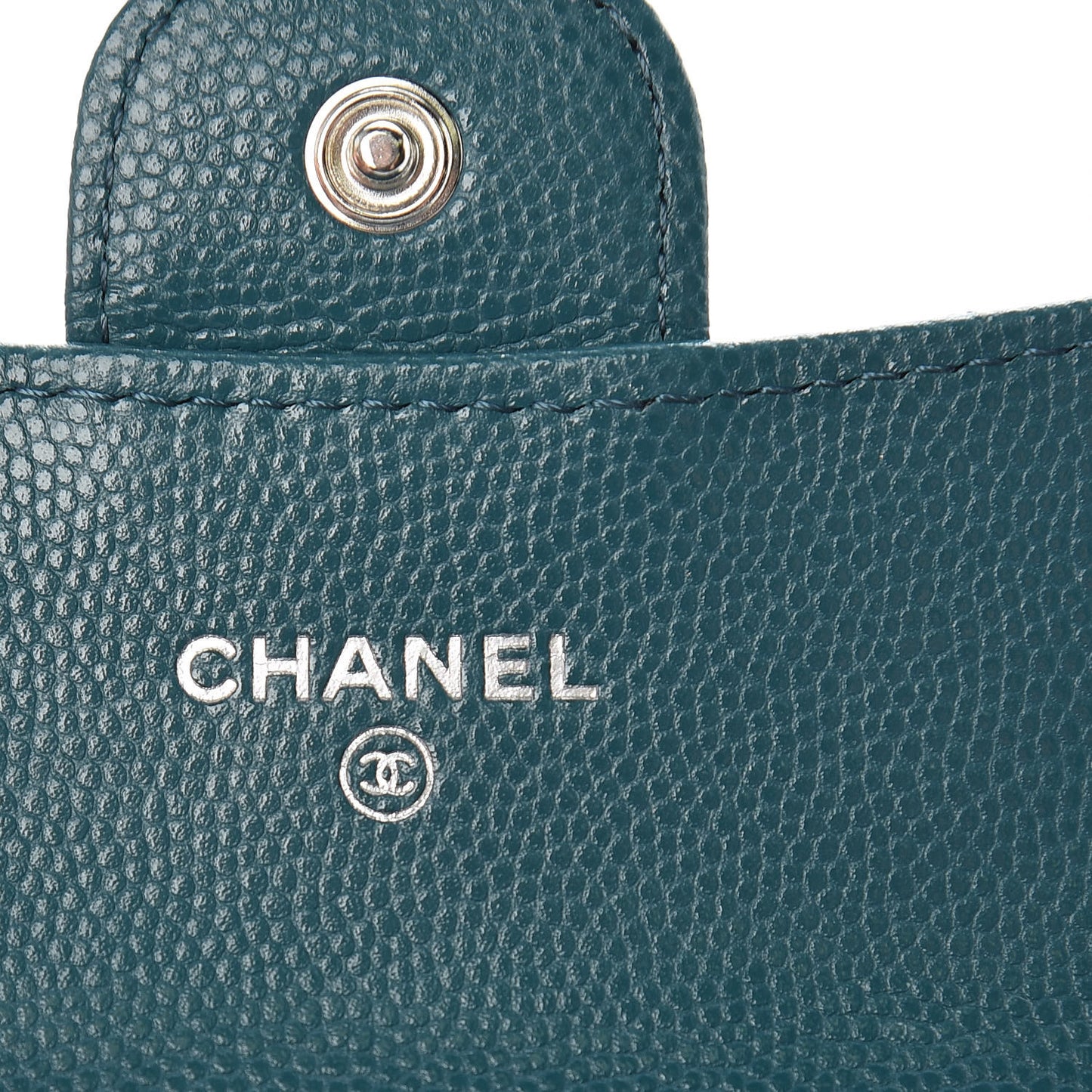 Caviar Quilted Card Holder Wallet Dark Turquoise