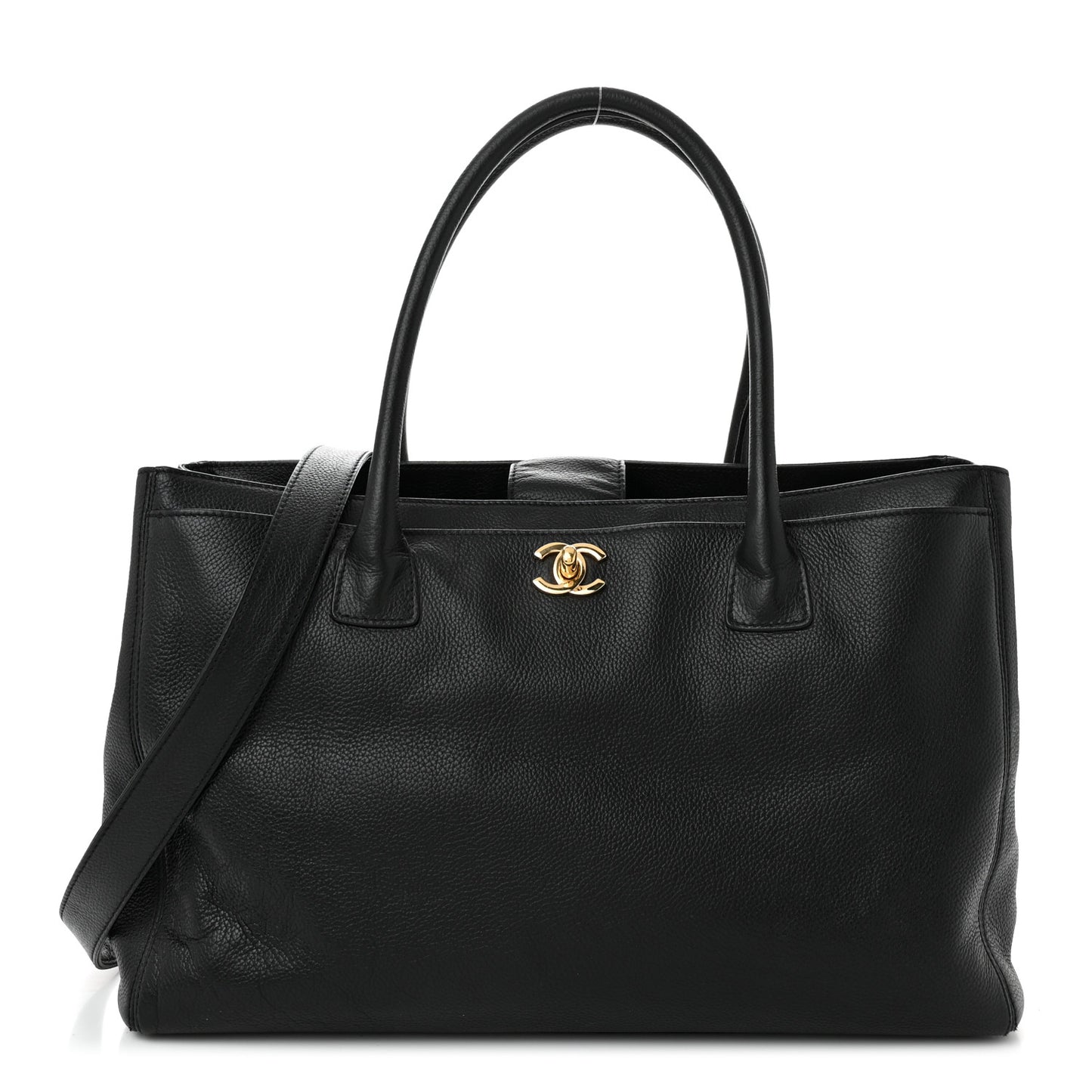 Calfskin Cerf Executive Shopper Tote Black