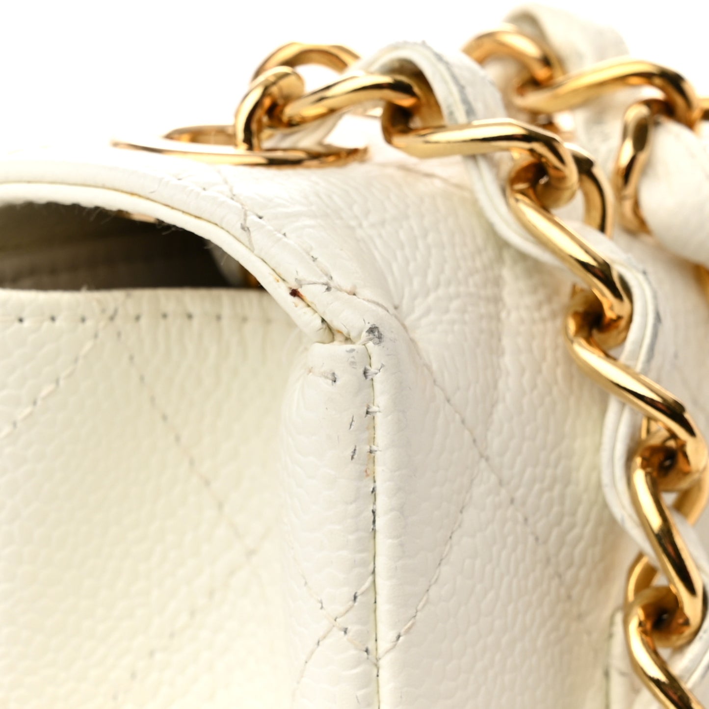 Caviar Quilted Jumbo Single Flap White