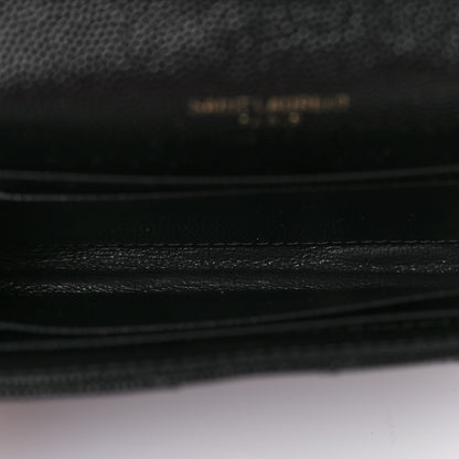 Saint Laurent Grain De Poudre Matelasse Chevron Small Monogram Envelope Wallet Black 5 of 9
