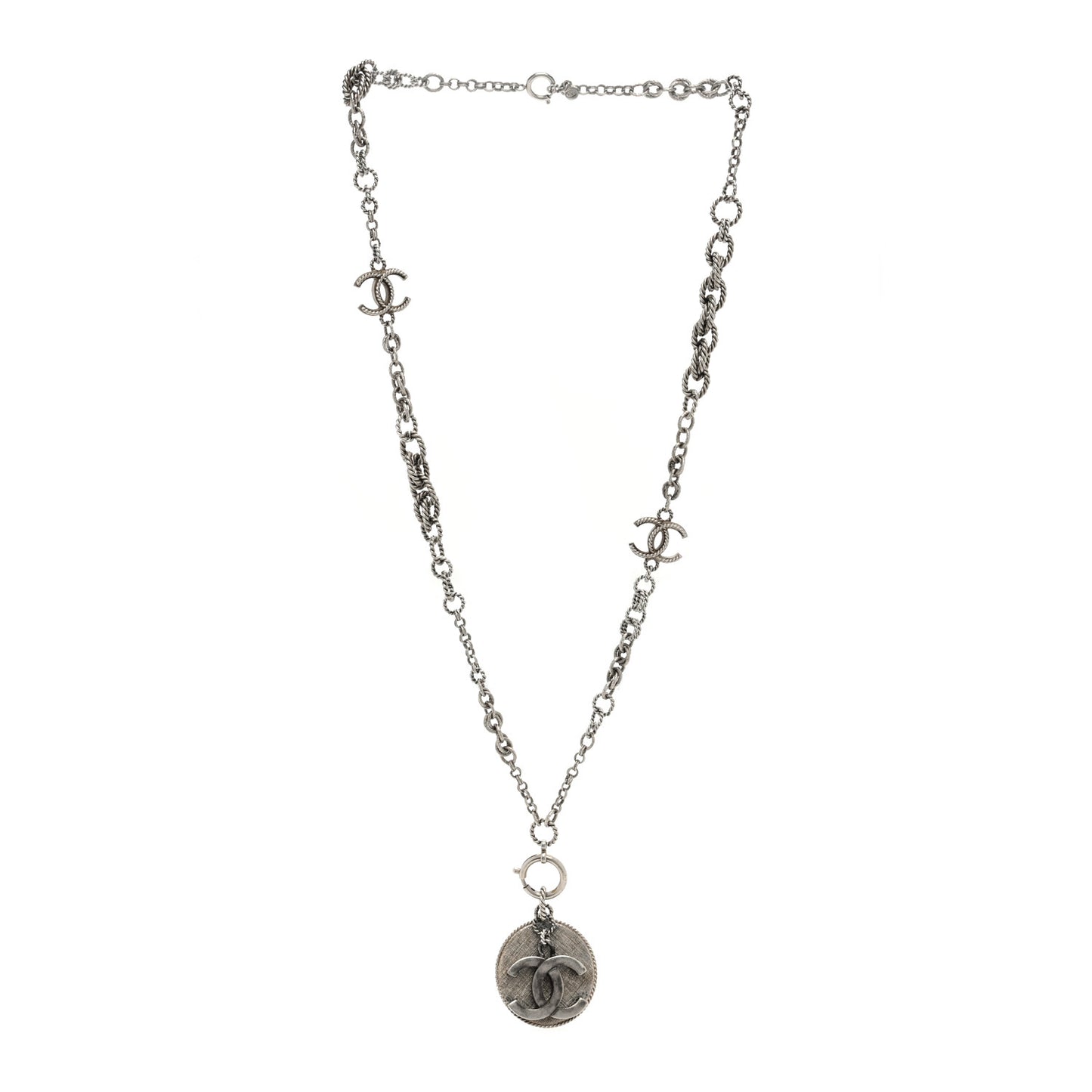 Medallion CC Chain Necklace Ruthenium
