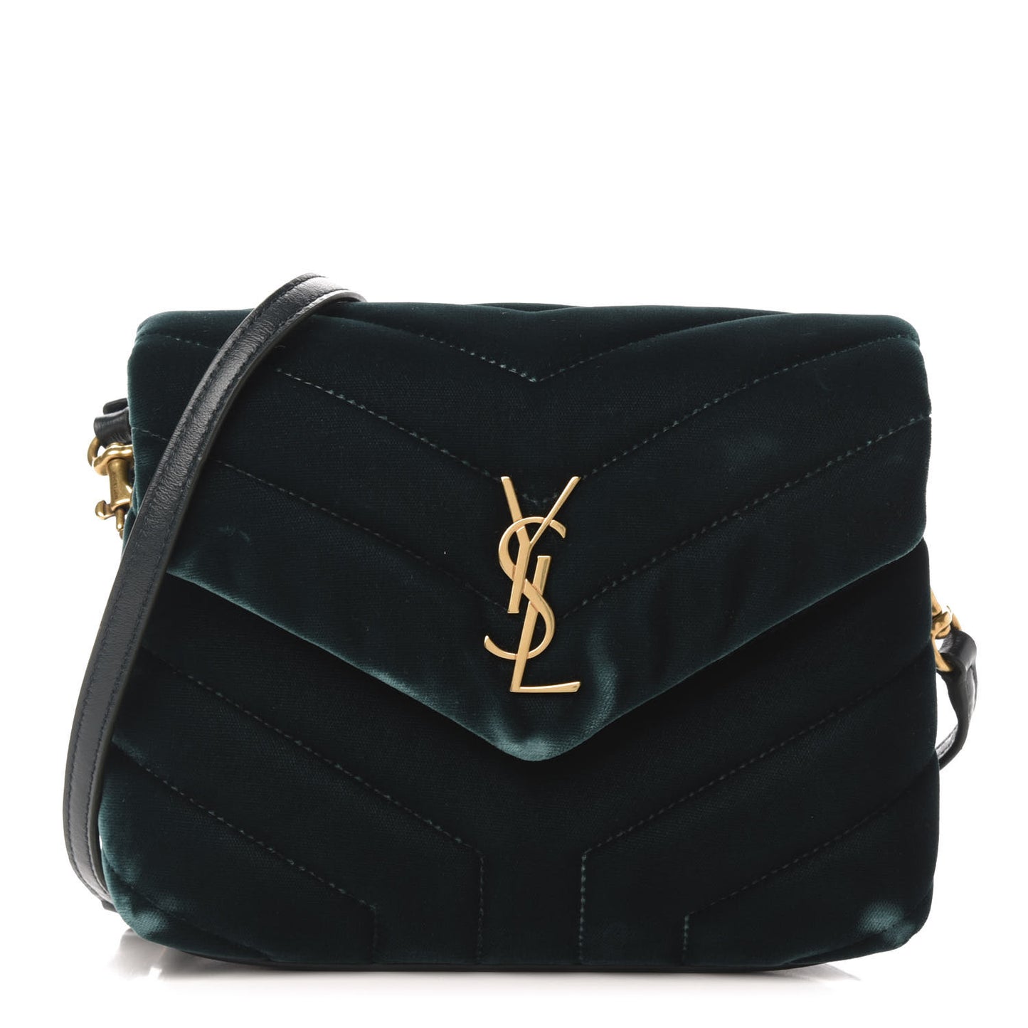Velvet Y Quilted Monogram Toy Loulou Chain Satchel Malachite