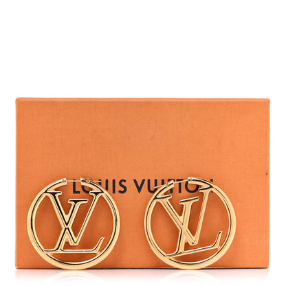 Louis Vuitton Metal Louise Hoop Earrings Gold 5 of 5