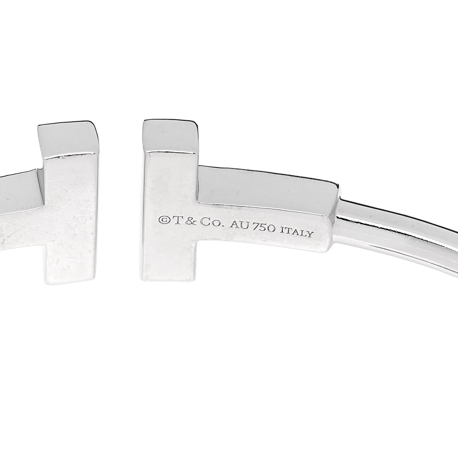 Tiffany 18K White Gold Diamond T Wire Bracelet 3 of 4