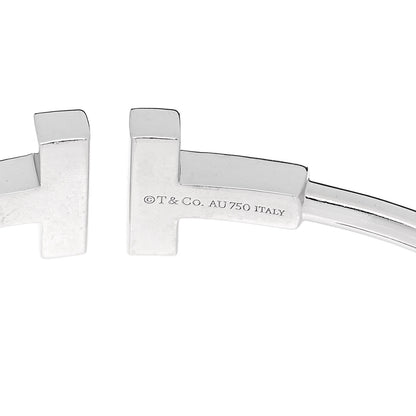 Tiffany 18K White Gold Diamond T Wire Bracelet 3 of 4