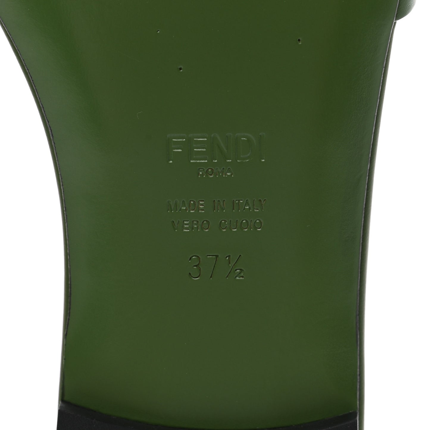 Vitello Cuoio Baguette Flat Slide Sandals 37.5 Verde