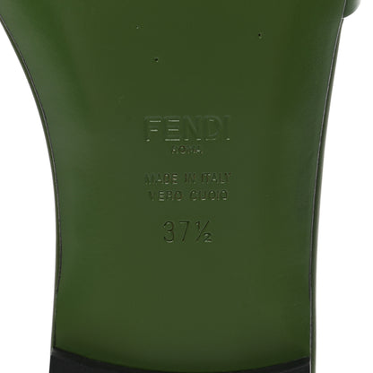 Fendi Vitello Cuoio Baguette Flat Slide Sandals 37.5 Verde 6 of 8