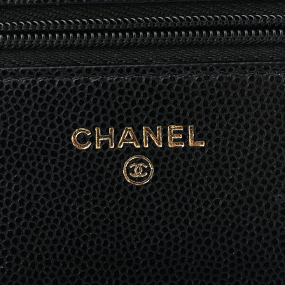 Chanel Caviar Quilted Textured CC Wallet On Chain WOC Black 6 of 10