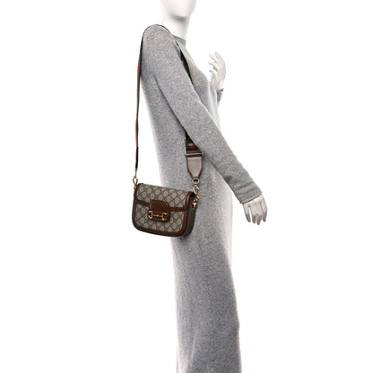 Gucci GG Supreme Monogram Web Mini Horsebit 1955 Shoulder Bag Beige Brown Sugar 2 of 11