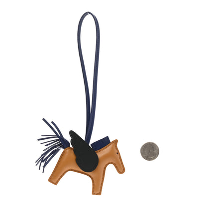 Hermes Milo Lambskin Grigri Rodeo Pegase Horse Bag Charm PM Sesame Black Bleu Saphir 2 of 4